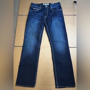 BKE Denim Jake Straight Leg Denim Jeans Men’s 34W 34L Dark Wash Stretch Preppy.